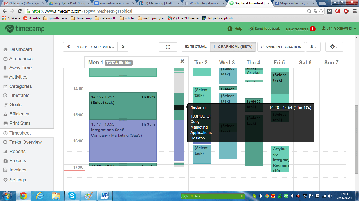 TimeCamp and EasyRedmine time tracking: graphical timesheet easy redmine time tracking with timecamp: graphical timesheet