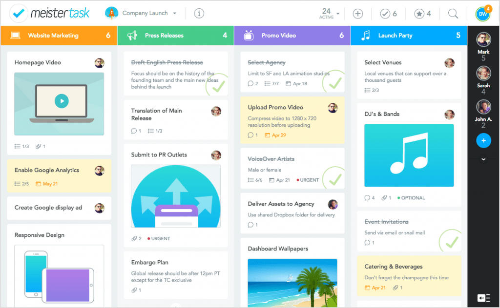 Meistertask dashboard - questmodels
