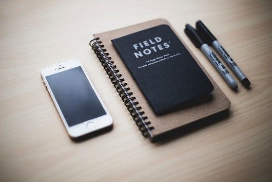 notebooks and phone