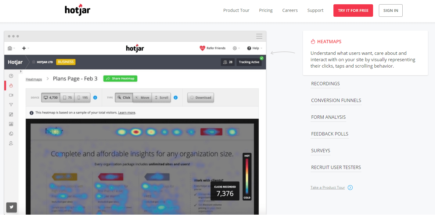 hotjar screen