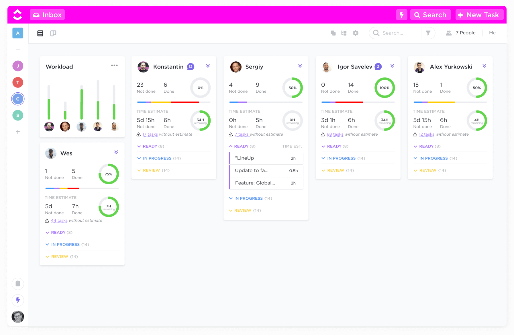 ClickUp dashboard