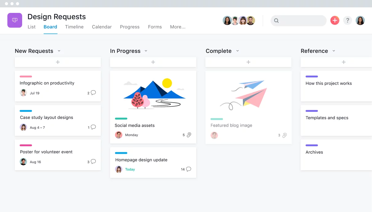 Asana kanban board