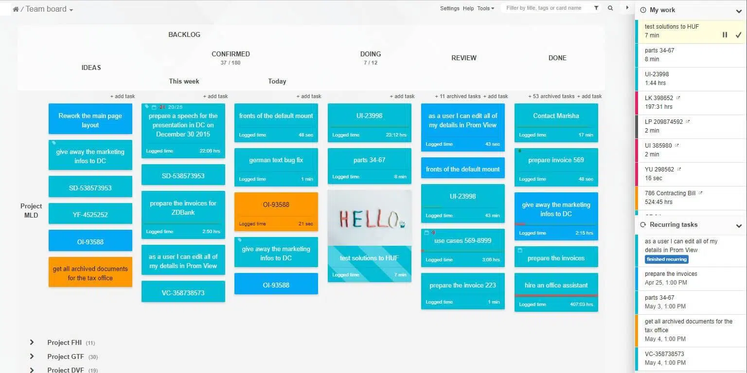 Kanban Tool kanban board