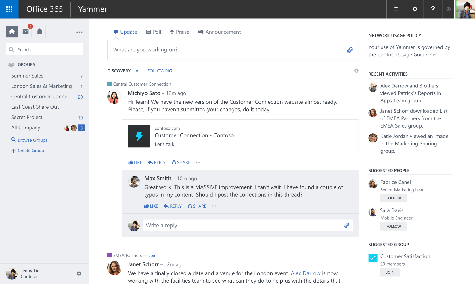 Yammer communication and collaboration app