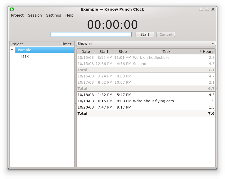 Kapowe open-source time tracker