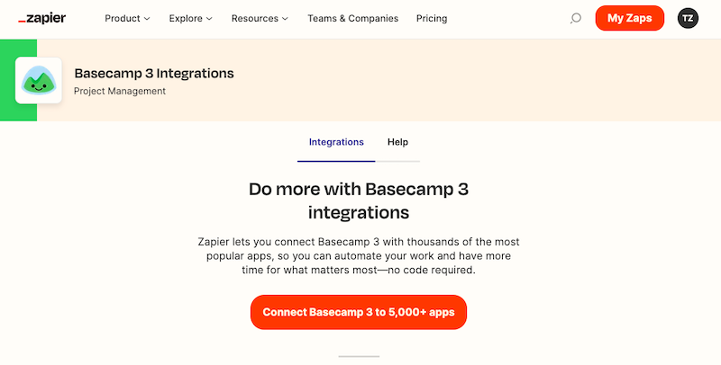 Basecamp 3 Zapier integration