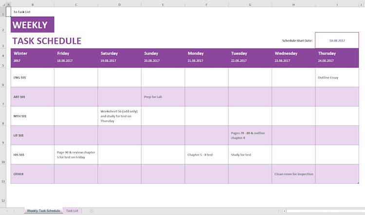 The best weekly schedule templates. Organize your time! - weekly