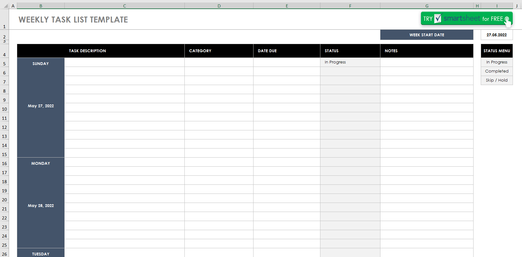 Things To Do Template Excel from www.timecamp.com