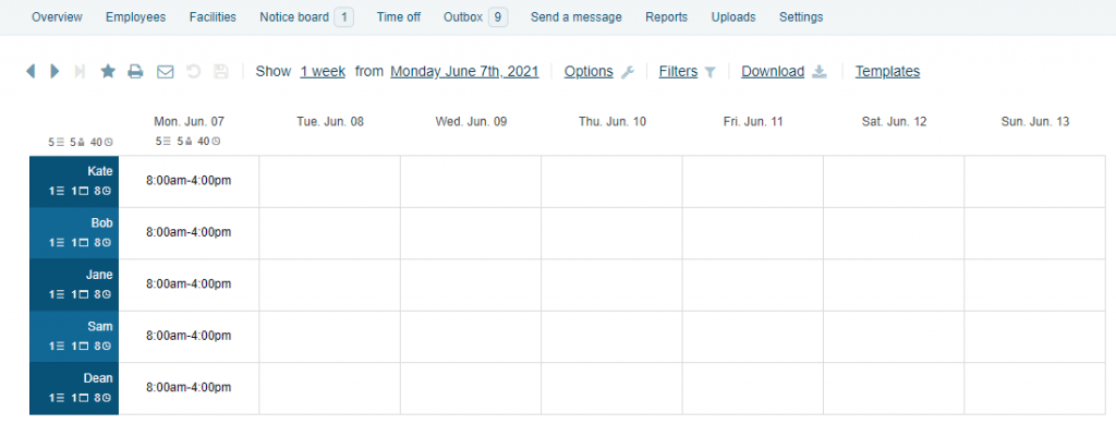findmyshift weekly schedule template
