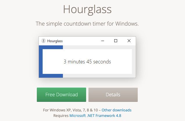 Hourglass Timer App for Windows