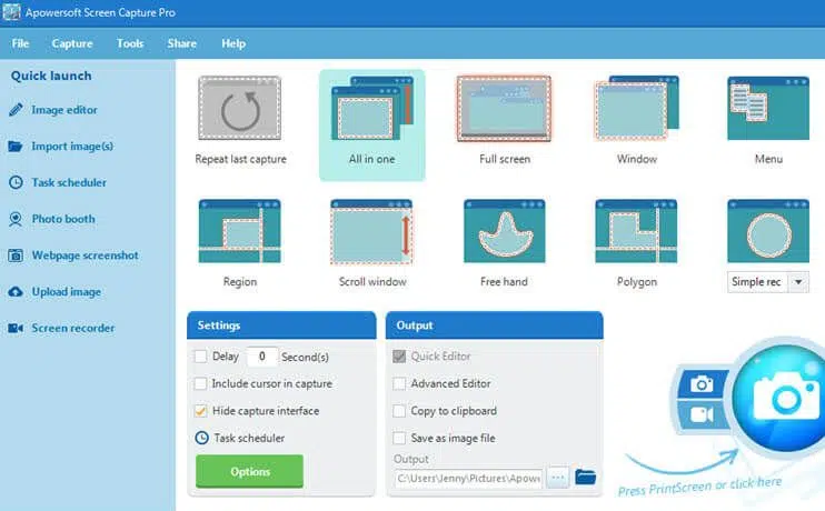 Apowersoft dashboard view