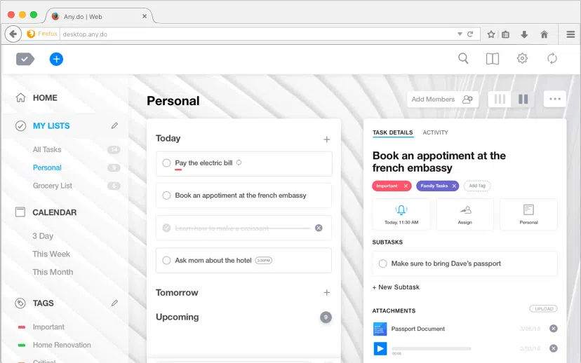 Any.do calendar tool