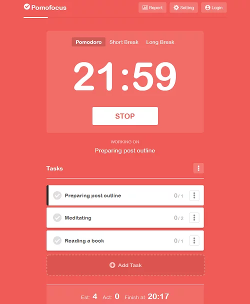 Pomofocus web timer