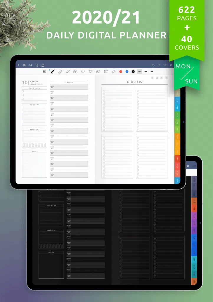 OnPlanners daily schedule template