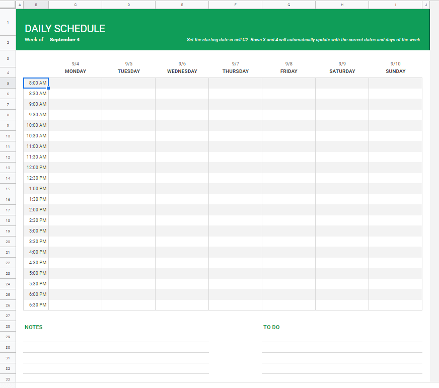 Daily Activity Schedule