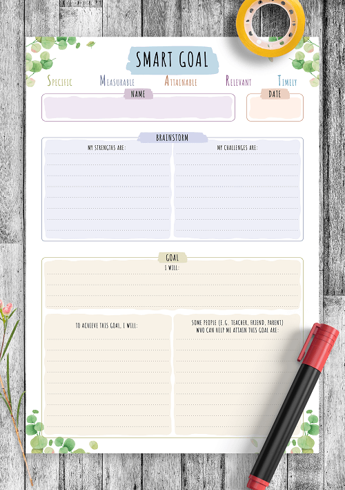 onplanners smart goals template