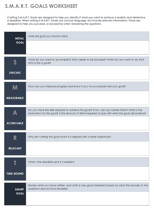 Learn How to Set SMART Goals With Template! smart goals sheet