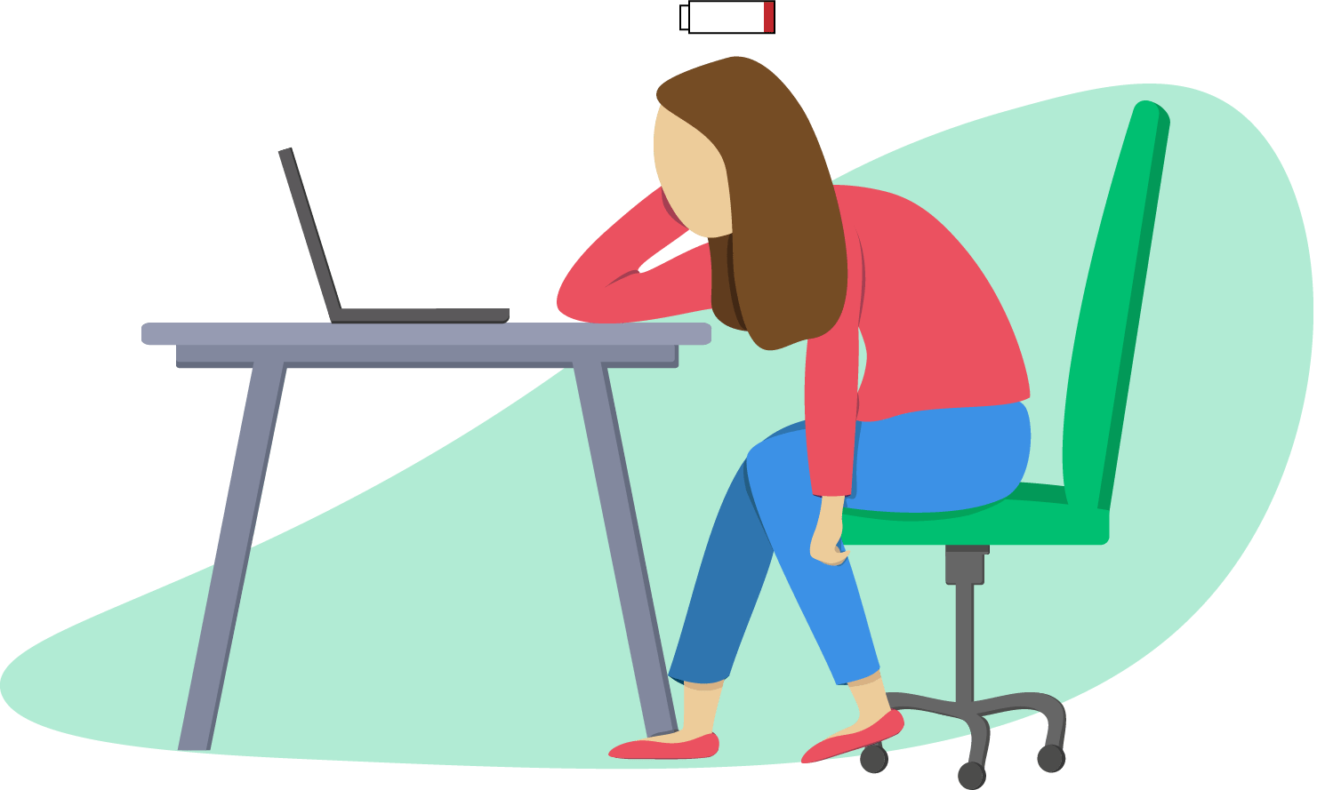 tired woman at desk