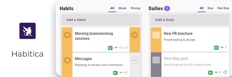 Habitica Chrome time tracker