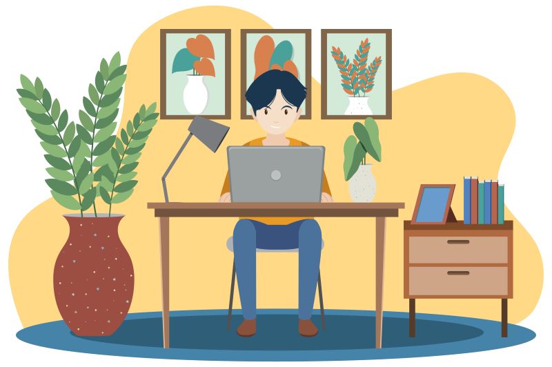 freelancer works from home at desk