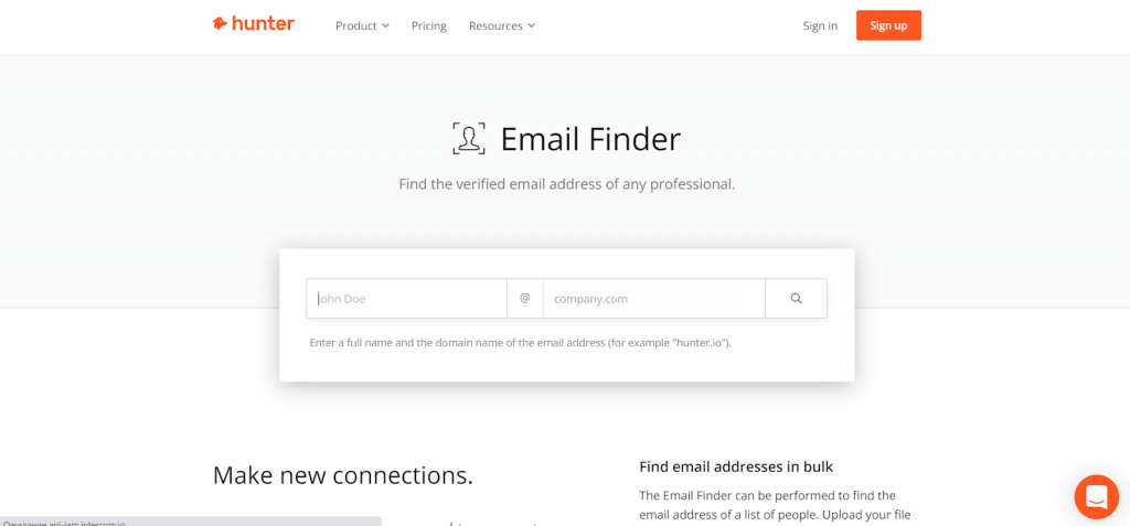 email finder tools hunter.io
