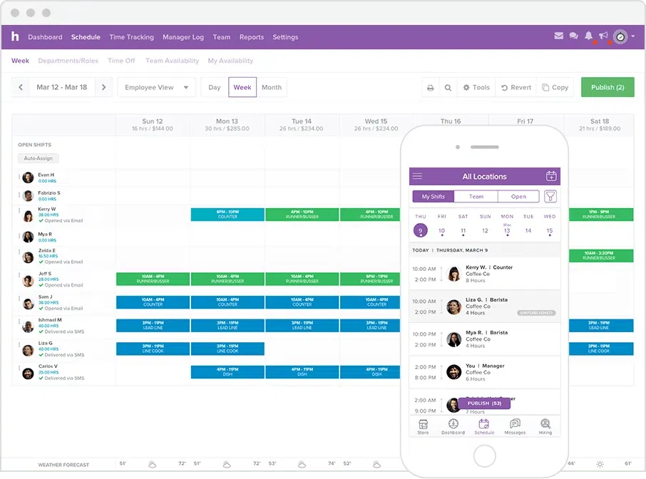 Homebase scheduling app