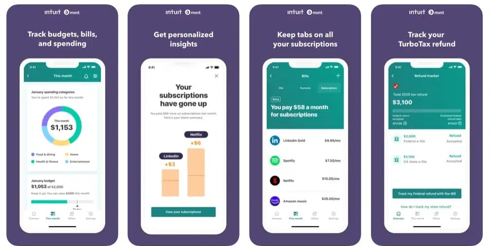 Mint expense tracking app