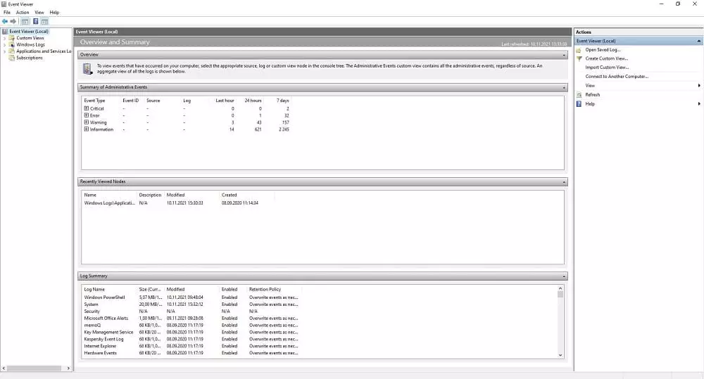 Windows Event Viewer - computer usage tracker