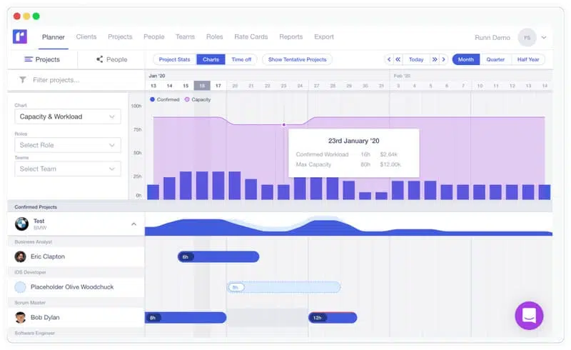 Runn project management software