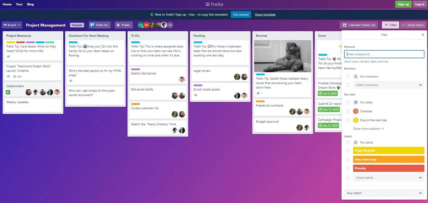 Trello project management tool