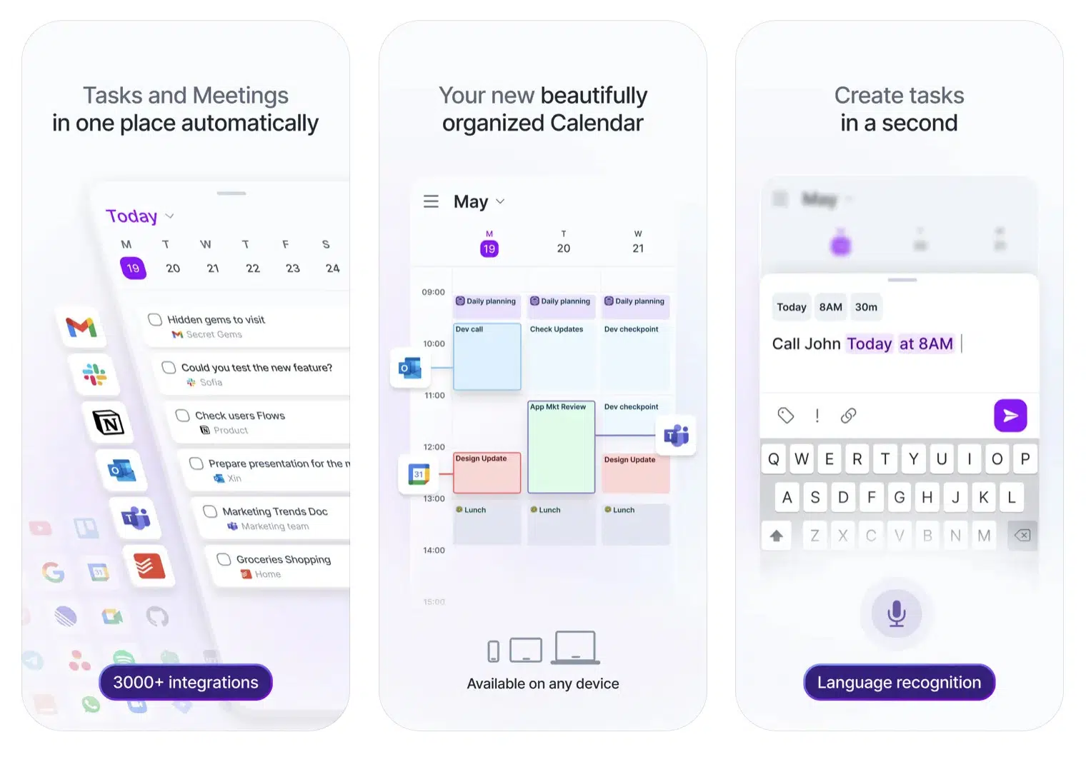 a collage of planner features of Akiflow planner and calendar app