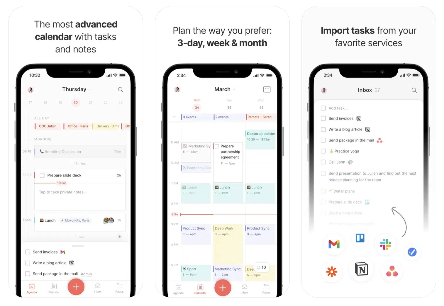 a collage of planner features of Routine planner app