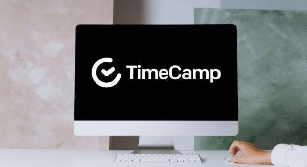 desktop with timecamp logo