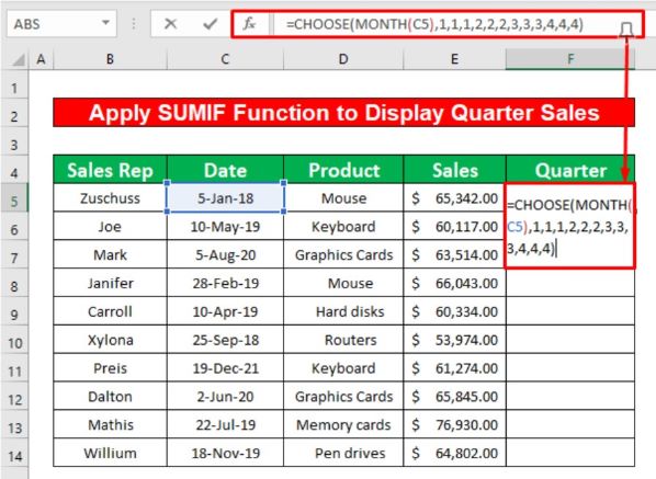 quarterly sales data template