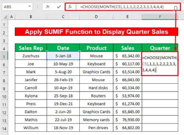 quarterly sales data template