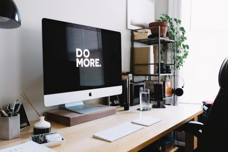 home office with a desktop