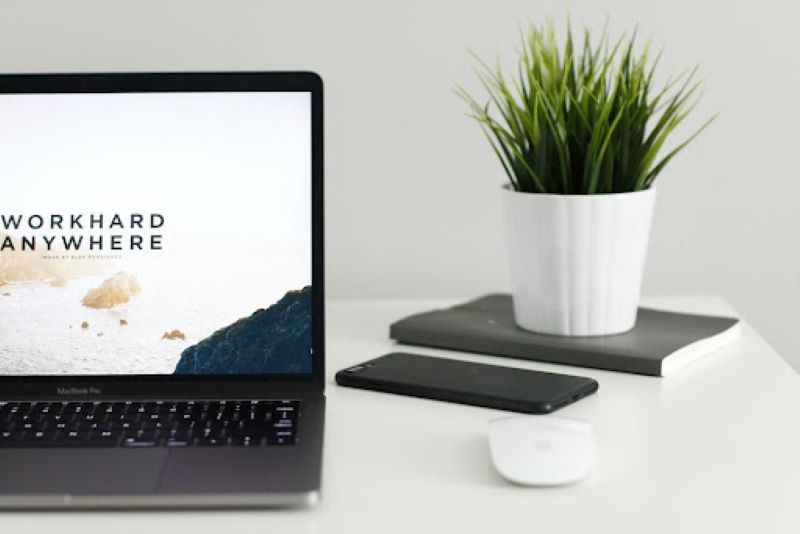 remote working with a laptop