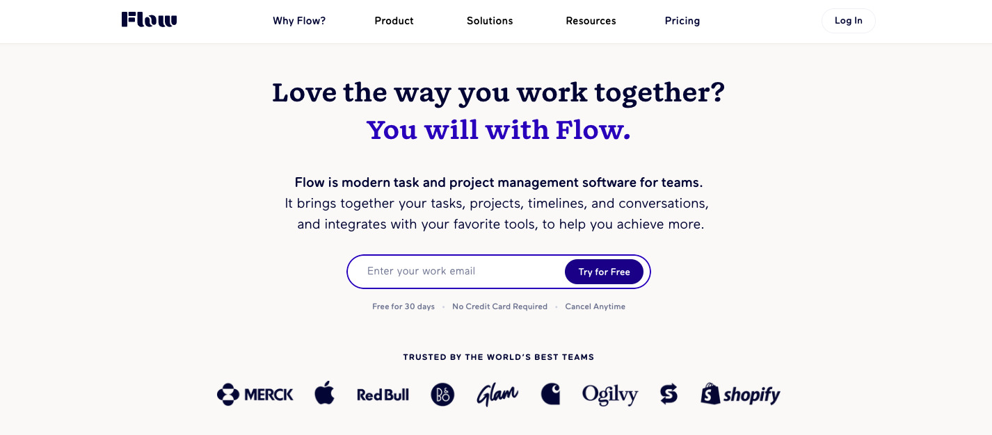 flow  project management tools screen