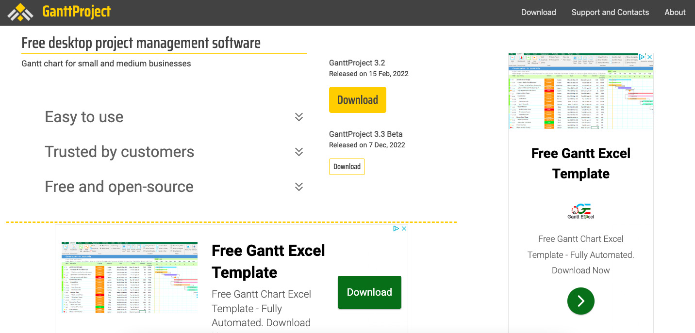 ganttproject  project management tools screen