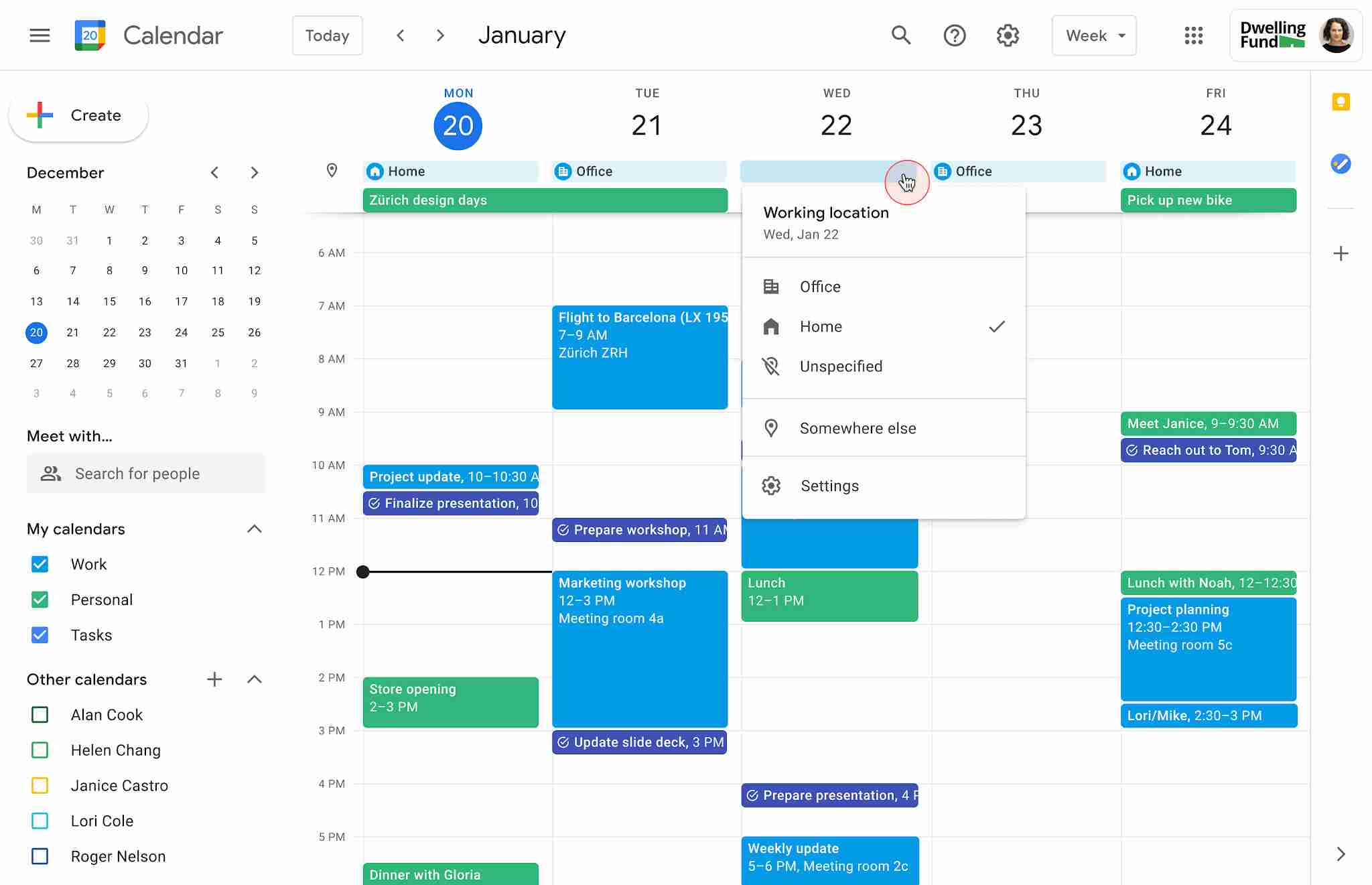 google calendar desktop view, managaing time, managing tasks