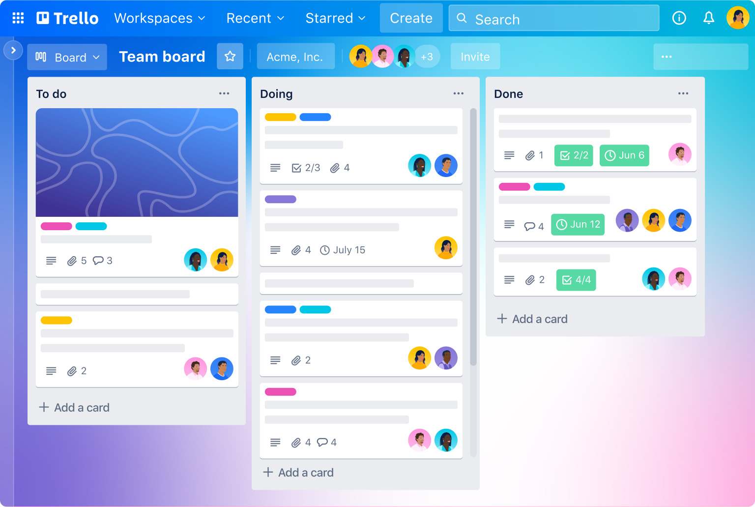 widok aplikacji do zarządzania projektami i zadaniami trello