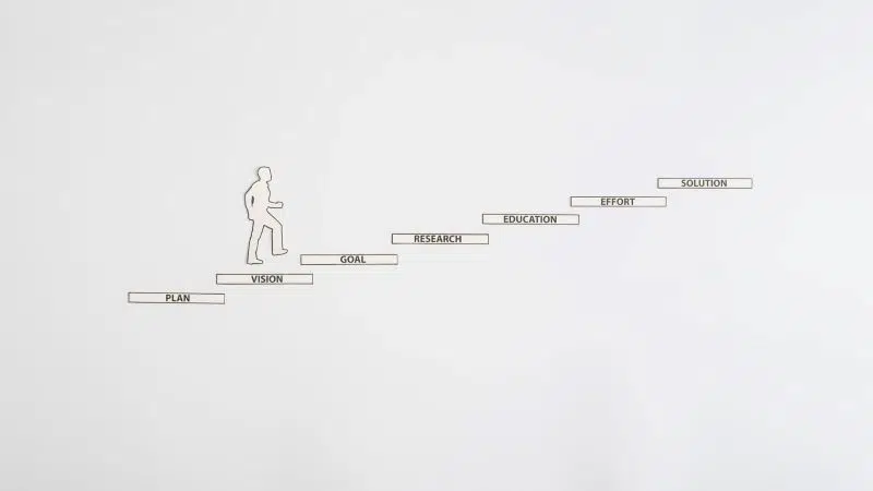 man walking on the steps