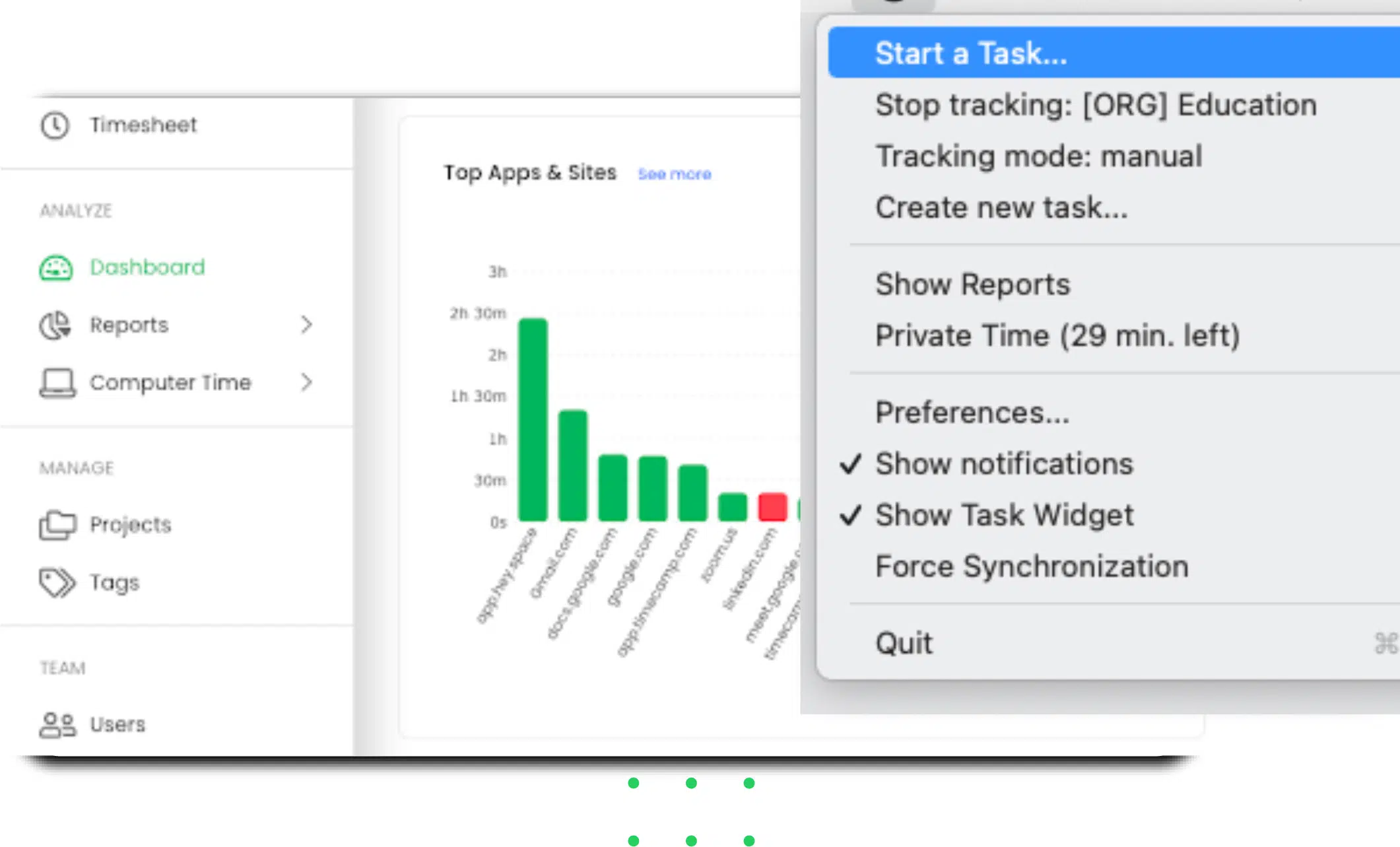 task tracker with time