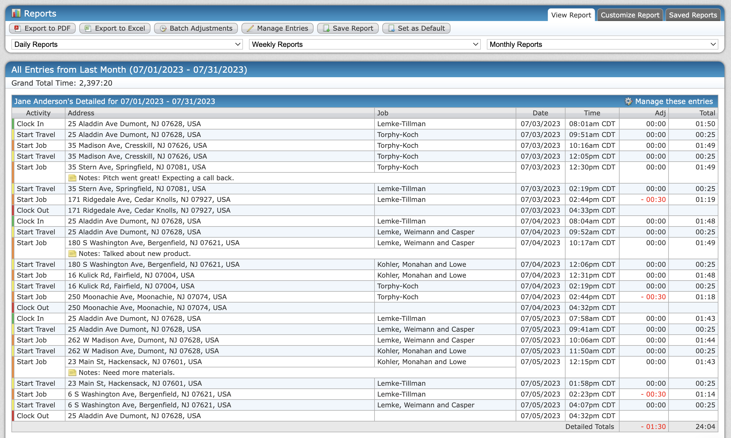 screenshot of employee gps tracking app LaborSync