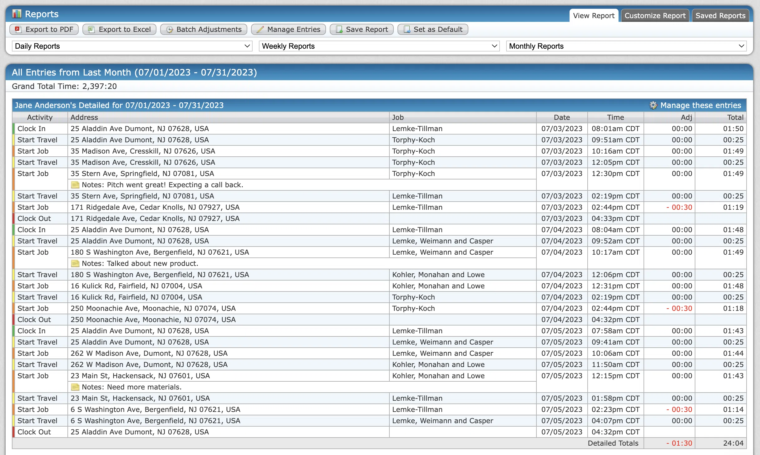 screenshot of employee gps tracking app LaborSync
