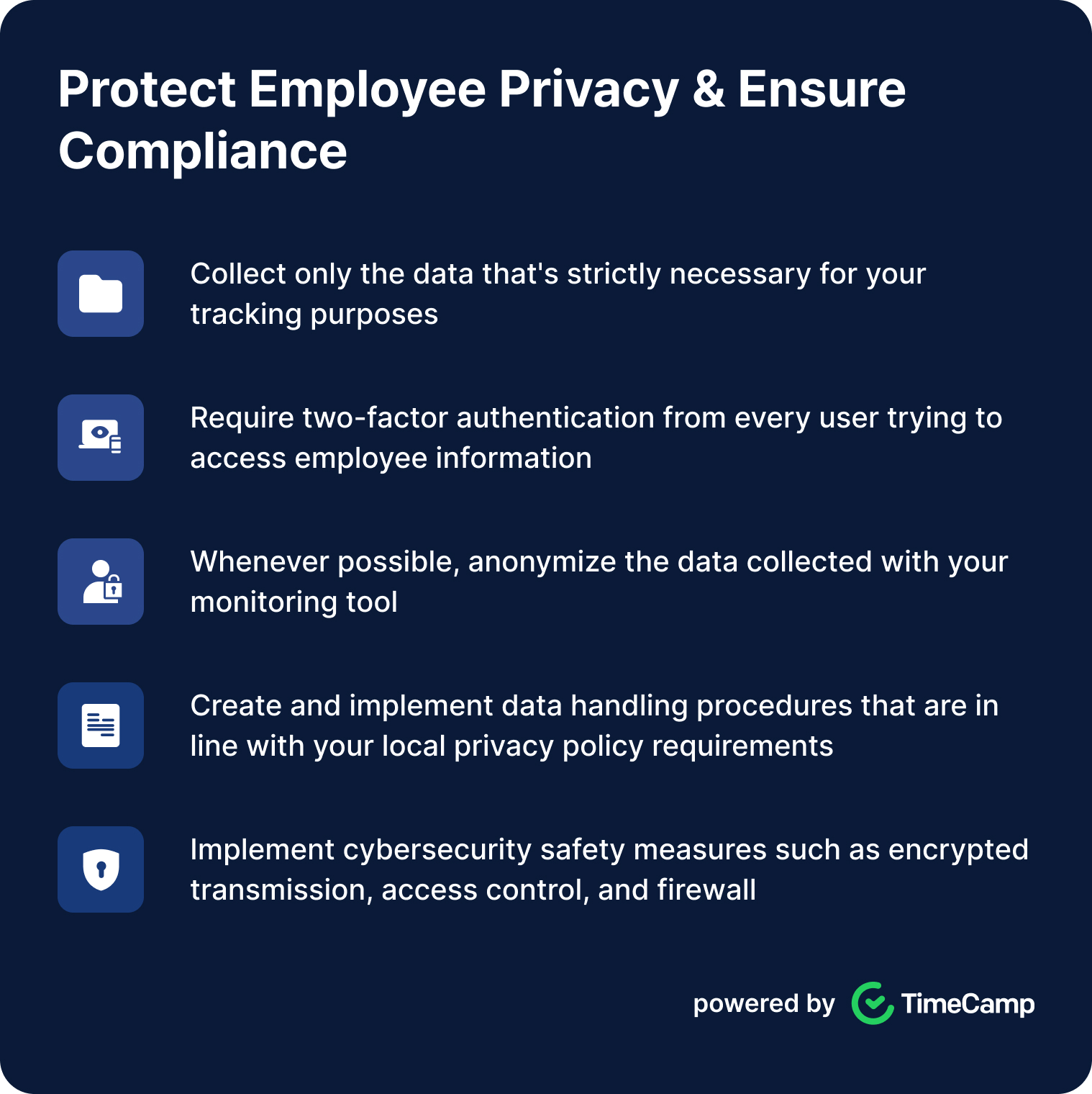 an infographic featuring the best tips for protecting employees' privacy while implementing communication strategy for employee monitoring
