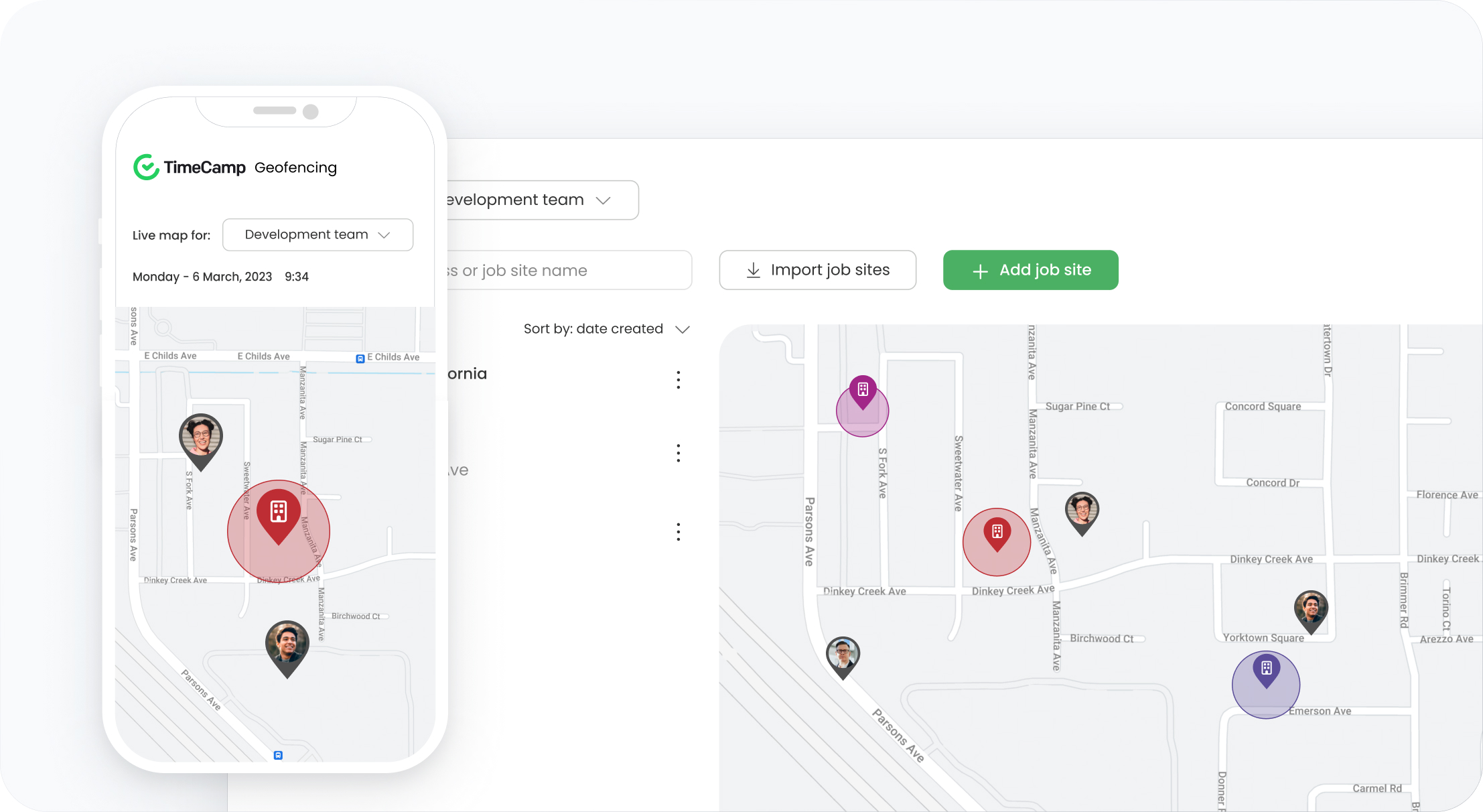 geofencing feature of timecamp time tracking software