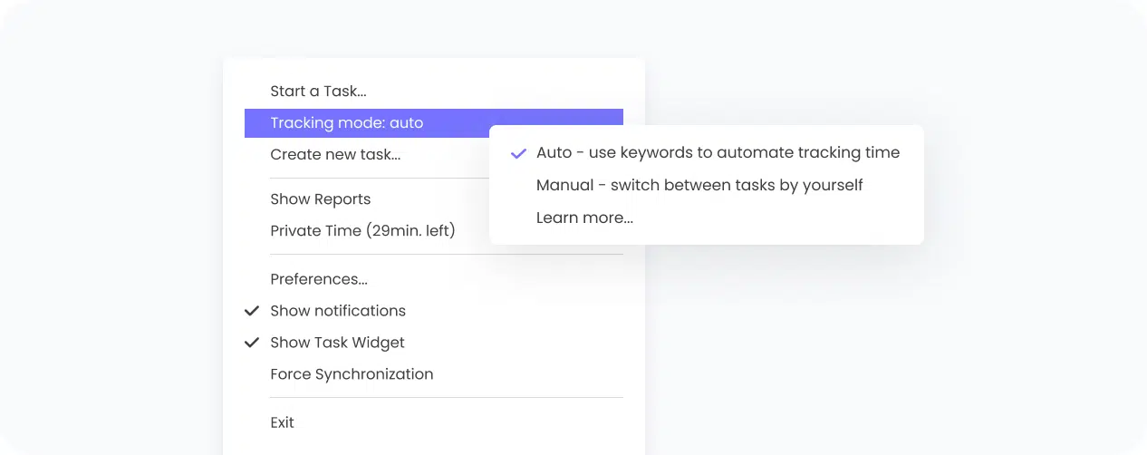 a collage that shows how does automated time tracking in timecamp look like