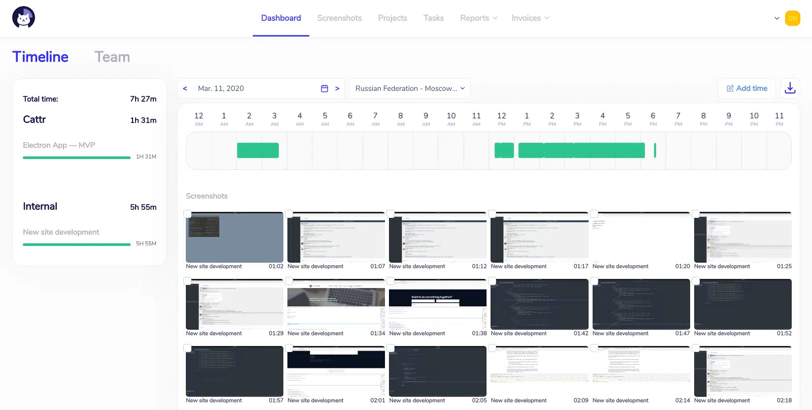 a screenshot of Cattr clockify alternative report
