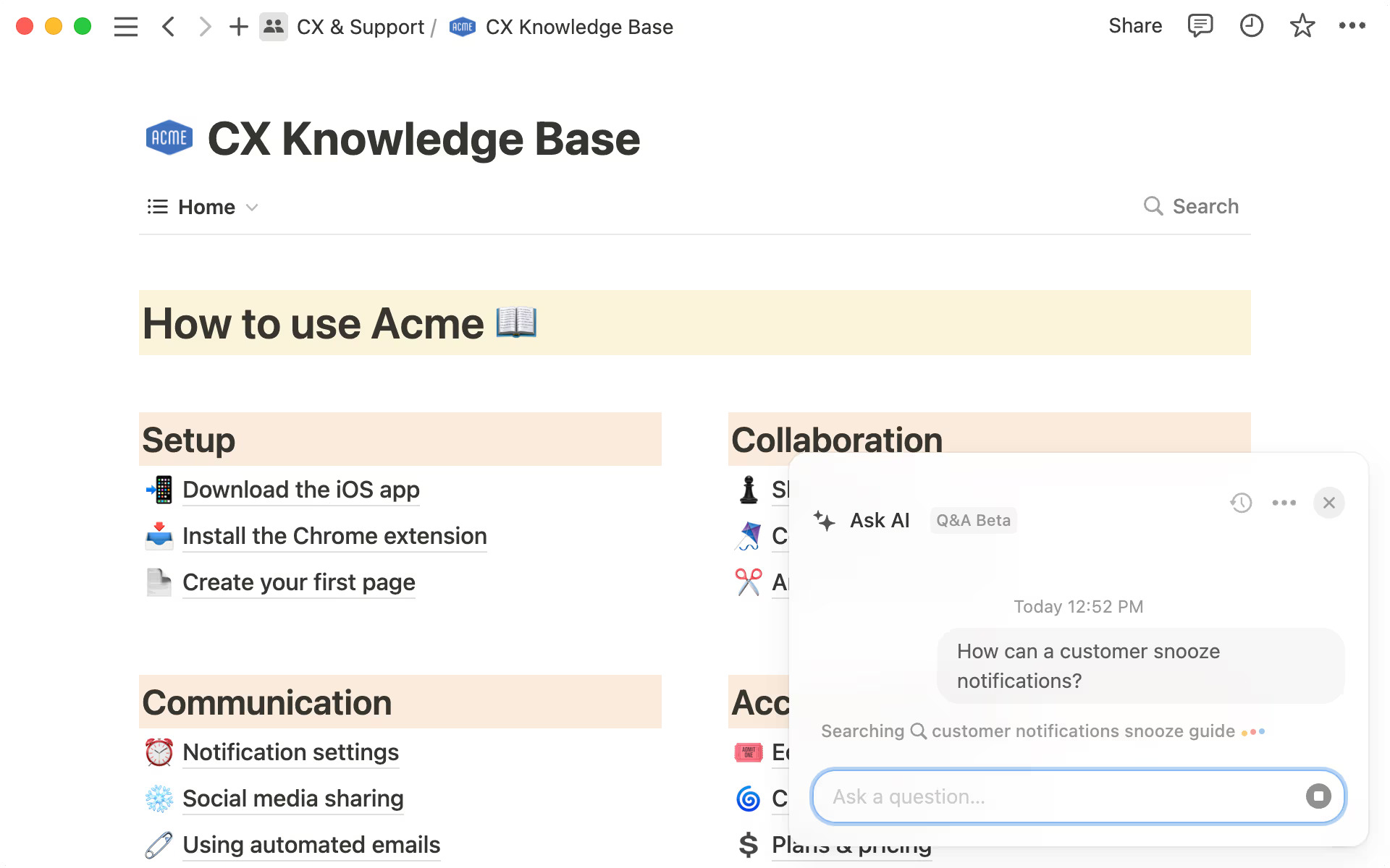 a collage of ai productivity features of a tool called Notion